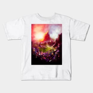 Mountain night city Kids T-Shirt